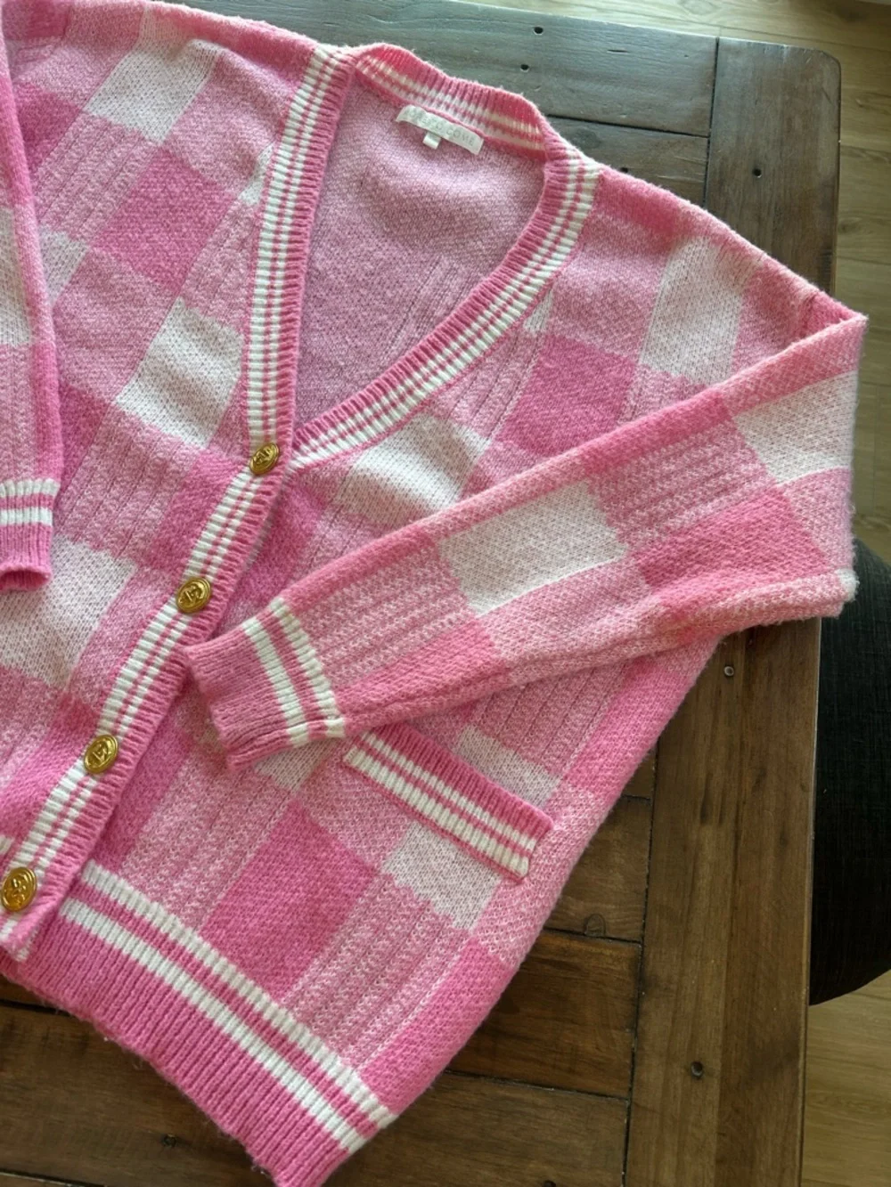 More to Come Revolve Bonnie Pink Plaid Cardigan Sweater XS - Picture 6 of 12